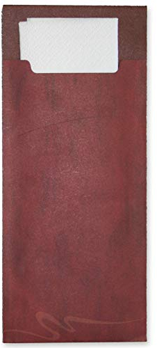 Bestecktasche mit 2-lagiger Serviette, Serviettentaschen 85x200mm, 520 Stück (Bordeaux)