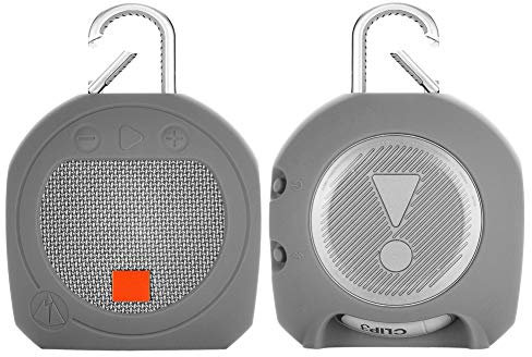 Dreneco Stand Up Shockproof Silicone Protective Case for JBL Clip 3 Portable Bluetooth Speaker (Grey)