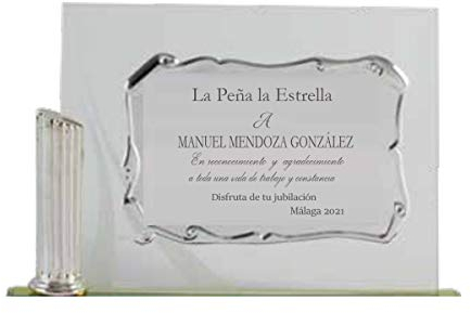 Placa Regalo, Placa Homenaje Conmemorativa para jubilacion. Placa de Agradecimiento. Placa para cumpleñaños. Grabada con el Texto Que indiques