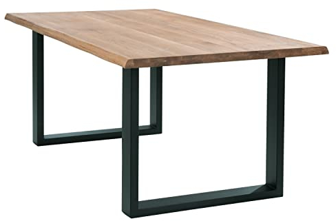 Möbel Jack Esstisch Küchentisch Esszimmertisch | 180x100 cm | Eichenholz massiv geölt | Naturfarben | Schwarz