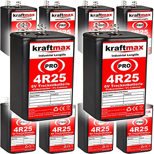 kraftmax 10er Pack 4R25 PRO - 6V Hochleistungs- Industrial Longlife Blockbatterie - 6 Volt Batterie Block - NEUSTE Generation 4R25X