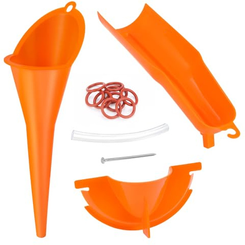 Oil Funnel,Motorcycle Primary Case Oil Funnel Crankcase Drip Free Oil Funnel +O-Ring #11105 Primary Drain Plugs fit for Harley Sporster Dyna