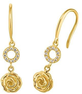 Amor Ohrhänger 925 Sterling Silber Damen Ohrschmuck, mit Zirkonia synth., 2,7 cm, Gold, Rose, Kommt in Schmuck Geschenk Box, 2034442