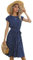 BOUTIKS Kleid Damen Sommer Elegant Rundhalsausschnitt Kurzarm Plissee A-Linie Polka Dot Kleid mit Gürtel, M