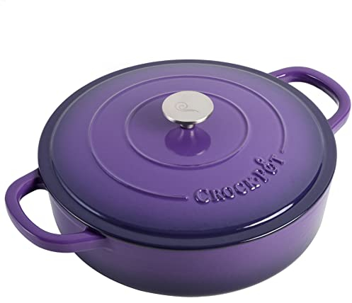Marmite Artisan Braiser en fonte émaillée avec couvercle, 5 L, violet lavande