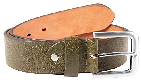 LEONARDO VERRELLI Unisex-Gürtel Leder kürzbar 80-140 cm 3100093-96 (grün, Bundweite: 100 cm - Gesamtlänge: 115 cm)
