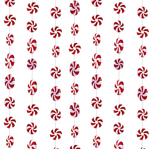 YIEUR 50 Stück Weihnachten Anhänger, Rot Weiß Weihnachtskugeln Süßigkeiten Ornament Swirl, 25mm Weihnachtsbaum Vasenfüller Perlen mit Loch für Schwimmen Kerzen Deko Christbaumschmuck Deko(25mm)