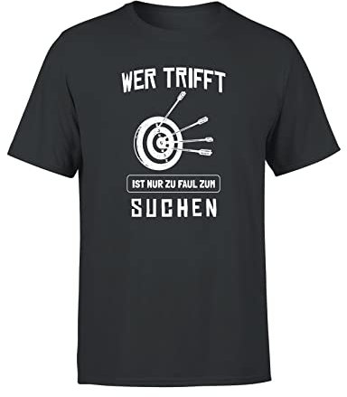 Bogensport Wer Trifft Ist Nur Zu Faul Zum Suchen Herren T-Shirt, Farbe: Dunkelgrau, Größe: XL