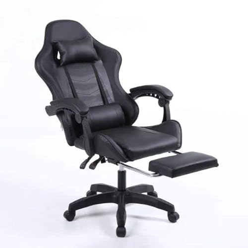 Cribel Sedia da Gaming Racing Omega, Sedia da Ufficio Ergonomica, con schienale Alto, Poggiapiedi Telescopico, Schienale Regolabile, Poggiatesta e Supporto Lombare, Nero