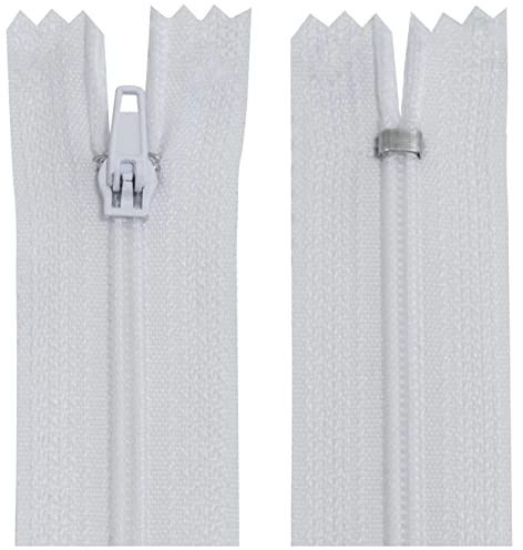Aerzetix - C63518 - Set di 10 Cerniere Lampo a Spirale N°3 Non separabile 55cm in Nylon - cursore autobloccante in Metallo - Colore Bianco - Abbigliamento Cucito Pantaloni merceria