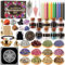 VIPNAJI Starter Witch Kit 64 Stück Witchcraft Kit,Kerzen Kleine,Trockenblumen,Kristallen,Messlöffel,Pergamentpapier,Getrommelte Edelstein-Kristallchips für Chimes,Magie,Hexerei,wünsch dir was,Rituale