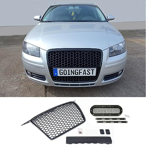 Calandra Griglia Nido D'ape Nero Lucido Senza Logo Compatibile Con A3 8P 8PA 05-08