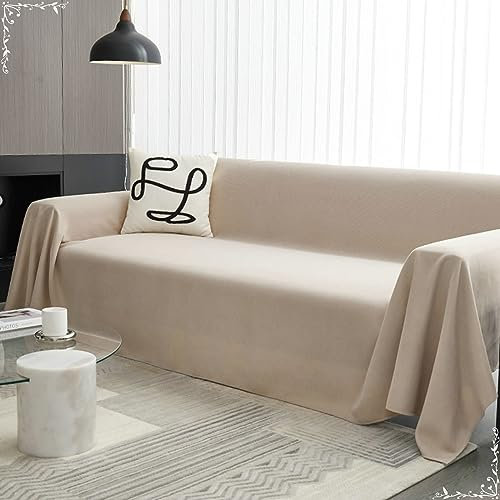 Daesar Sofabezüge für Ecksofas 3 Sitzer, Couchbezug Eckcouch 180x300CM Khaki Couch Überzug Katzenfest Universal Sofa Überzug Chenille