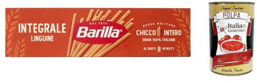 Italian Gourmet Pasta Linguine Integrali ital. Vollkornnudeln 5 x 500g Pack | Hartweizengrieß, ricche di fibre, superficie ruvida, für Saucen und, Gesamtnettogewicht 2,5 kg + Kostenlos Polpa 400g