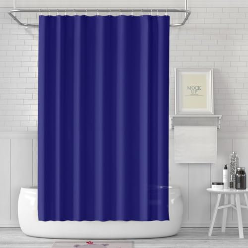 LUKDUNG Rideau de bain 180 x 180 cm, anti-moisissure, pour baignoire et douche, en tissu PEVA imperméable et lavable, avec 12 anneaux, bleu foncé