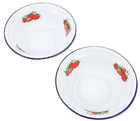 MAGICLULU 2pezzi Ciotole Smaltate Capacità Per e Verdure Multifunzionale Con Design Fiori