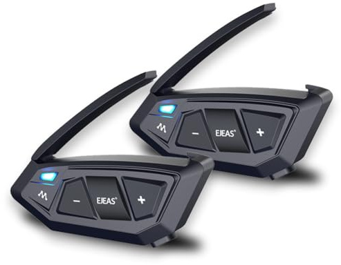 SolaMr MS20 Motorrad-Bluetooth-Headset, 20 Fahrer Helm-Bluetooth-Gegensprechanlage, 2000M 1200mAh wasserdichte Motorrad-Headset-Systeme mit Musik-Sharing/Geräuschunterdrückung/FM-Radio (Zwei Pack)