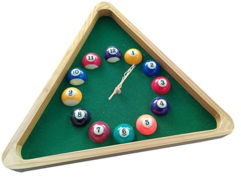 predolo Billard Pool Ball Dreieck Wanduhr, Batteriebetrieben, für Bar, Café,