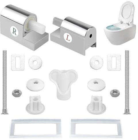 Homefantasy Charnières de Siège de Toilette,Charniere Abattant WC,Fixation Abattant WC,Fixation Universelle pour Siège de WC,Charnières Métalliques pour Sièges de Toilette Fixes à Installer
