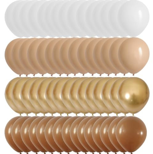 OTMVicor 12-Zoll-Latexballons, 60 Stück Aprikosen-Gold-Braun-Weiß-Luftballons in verschiedenen Farben für Geburtstag, Muttertag, Hochzeit, Abschlussfeier, Party-Dekoration
