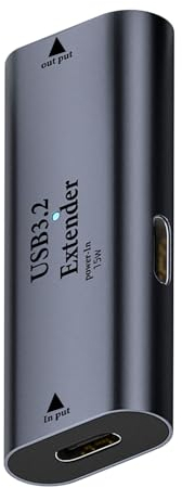 QIANRENON Amplificador de señal USB C, 10 m, USB C 3.2, conexión de datos de larga distancia, 5 Gbps 5 V/3 A, carcasa de chip/LED/Al integrada, puerto de alimentación externa USB C de 15 W