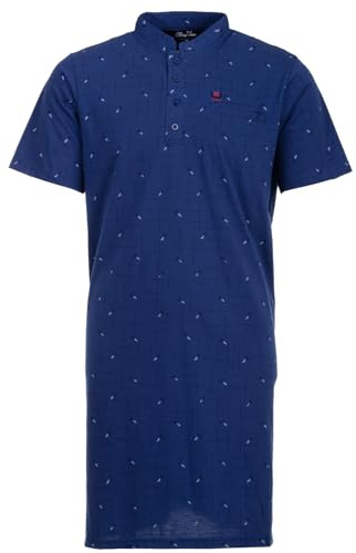 Henry Terre Nachthemd Herren Kurzarm Zweigen Brusttasche Knopfleiste Größe M-3XL