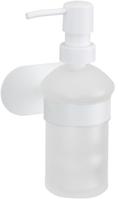 WENKO Turbo-Loc® Seifenspender Orea White matt, Wandseifenspender aus rostfreiem Edelstahl, 10 x 16,5 x 10,5 cm, 200 ml, Weiß