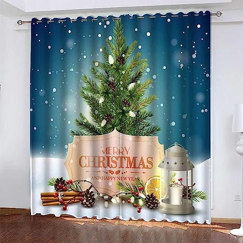 Tende Con Stampa Albero Di Natale Verde 3D Tende Oscuranti Per Interni Adatto Per Tende Di Balcone, Camera Da Letto E Bagno Decorazione Creativa Per La Casa 220 (L) X 215 (A) Cm - Tende Per B0