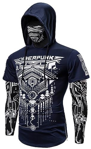 Sweatjacke Herren Hoodie Langarm Pullover 3D Mode Gedruckt Hoodie mit Maske Casual Sweatshirt Sportbekleidung für Schule Outdoor Reisen Hoodies Streetwear Trainingsjacke Fahrradjacke