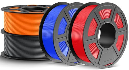 JAYO PETG Filament 1.75mm 4.4KG, PETG Starke Zähigkeit 3D Drucker Filament, 1.1 kg pro Spule, 4 Spulen, Mehrfarbig für die meisten FDM 3D Drucker(Orange, Grau, Blau, Rot)