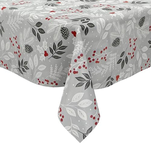 KEVKUS Wachstuch Tischdecke B3019-02 grau Weihnachten Advent wählbar in eckig, rund und oval - Größe eckig 120x140cm Schnittkante