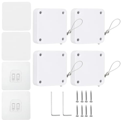 PATIKIL Punch-Free 1200g Automatic Sliding Screen Door Closer, Multifunctional Storm Sensor Door Closer with Steel Drawstring for Bedroom Storm Bathroom Study Room, White 4Pcs