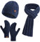 Mütze Damen Herren, Beanie Weich Elegant Wintermütze Winter Warme Strickmützen Festival Classic Strickmütze Outdoor Elastizität Mit Schal Und Handschuhe Fischermütze 3-Teiliges Set Babymütze Haube