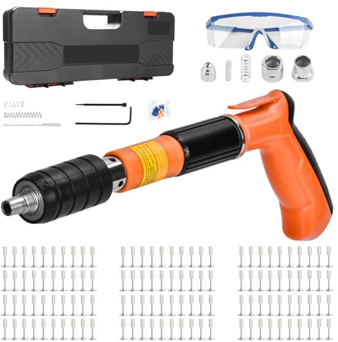 DkevEu Pistola Manuale Sparachiodi con 110 Chiodi Tondi, Kit per Unghie in Calcestruzzo, Portatile Nail Gun, Pistola Per Chiodi In Acciaio Regolabile a 5 Velocità, Strumento di Fissaggio a Parete