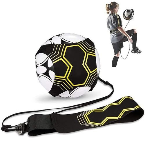 Ksvaye Fußball/Volleyball/Rugby Kick Throw Trainer, 2M Solo Praxis Training Aid für Fußballtraining mit Verstellbarer Neopren Hüftgurt für Kinder & Erwachsene zur Verbesserung der Kontrolle