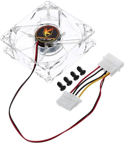 sourcing map Clear Computer Case Fan 1800RPM 80mm 4 Pin Red LED Silent Cooling Fan 4 LED 12V for Desktop Computer Radiators with 4 Screws