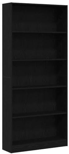 vidaXL Bücherregal Schwarz Eichen-Optik 80x24x176 cm Holzwerkstoff, Bücherständer, Aktenregal, Regal, Büroregal, Highboard, Standregal, Bücherablage