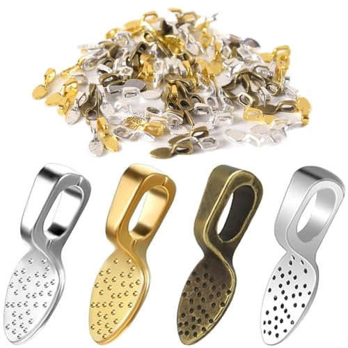 100pcs Glue-on Flat Pad Bails Pendant Cabochon Jewellery Findings 15x5mm Pendants 4 Colors Bright Silver Antique Silver Gold Bronze for DIY Earring Necklace Pendants