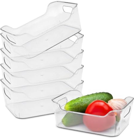 Spetebo Kunststoff Kühlschrank Organizer 20 x 14 cm transparent - 6er Set - Aufbewahrungsbox für die Küche lebensmittelecht - Lebensmittel Sortierbox Ordnungskorb Obst Gemüse Schale durchsichtig