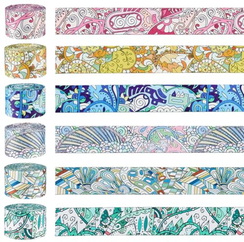 SUPERFINDINGS 6 Rolle Gemusterter Polyester Gurtband 12 Yards Vintage Jacquard Bandbesatz Bunte Gurtbänder Boho Perserband Für Sicherheitsgurttaschen Bekleidungszubehör Rucksäcke Handtaschen Gürtel