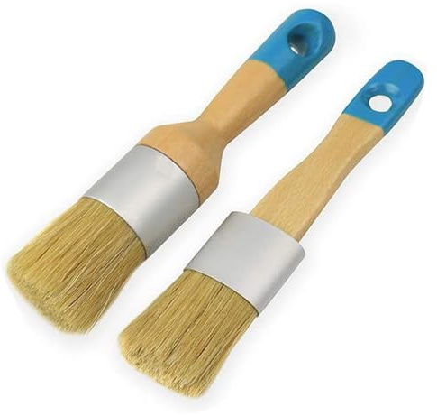 IOIUSKKU 2 teiliges Kreidefarbe Set für Möbel, Wachspinsel Set, Schablonenpinsel, Holzwachspinsel für Möbel, Kreidefarbe, Pinsel für Kinder , A