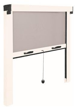 Mosquitera enrollable con marco 140x140cm fabricada en fibra de vidrio y aluminio color blanco y negro