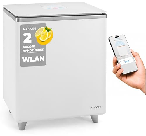SereneLife WiFi Towel Warmer Bucket – Large Capacity Electric Blanket Warmer & Towel Heater, 20–60 Min Timer, Holds 2 Towels, Compact Design, Silver Finish