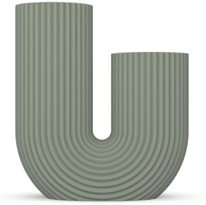ebenkunst Arora Vase - Pampasgras Deko, Blumenvase Modern, Tischdeko Vase, Designer Vasen - Made in Germany aus Bio PLA (Grün)