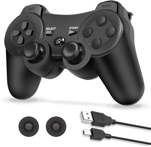 CFORWARD Controlador para la versión 3, mando a distancia inalámbrico para consola Verison 3 y PC, con doble vibración, sensor de movimiento, batería de 400 mAh, cable de carga, empuñaduras de pulgar