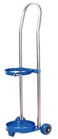 Carro de tanque de oxígeno, transportador de cilindro de gas de acero inoxidable de 20 litros con ruedas y asas, carrito portátil (diámetro del anillo: 18 cm)