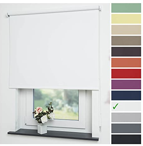 Liedeco® Rollo, Fenster Rollo, Kettenzug-Rollo / 162 x 180 cm (Breite x Höhe), weiß/Verdunkelnd, Abdunkelnd, Blickdicht/viele Farben, Größen und Typen/Breiten 60-200 cm