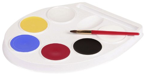 Amscan 5954 - Aqua - Schminkpalette mit Pinsel und Abschminke, weiß/gelb/blau/rot/schwarz
