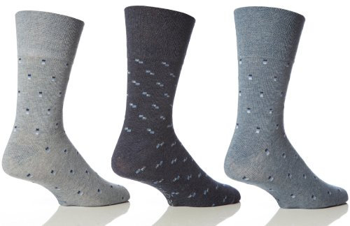 Mens Blue Logos Gentle Grip Sock By Sock Shop Honeycombe Loose Top 6 PK RJ19