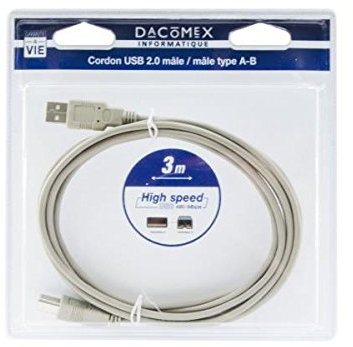 Dacomex blister cable usb 2.0 tpe a-b type - 3.00 m